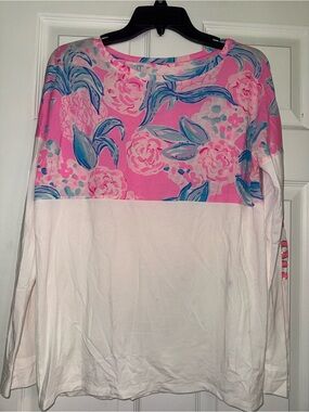 Lilly Pulitzer Pink & Blue Colorblock Long Sleeve Top